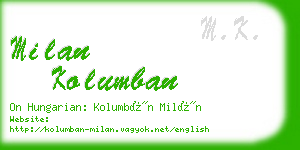 milan kolumban business card